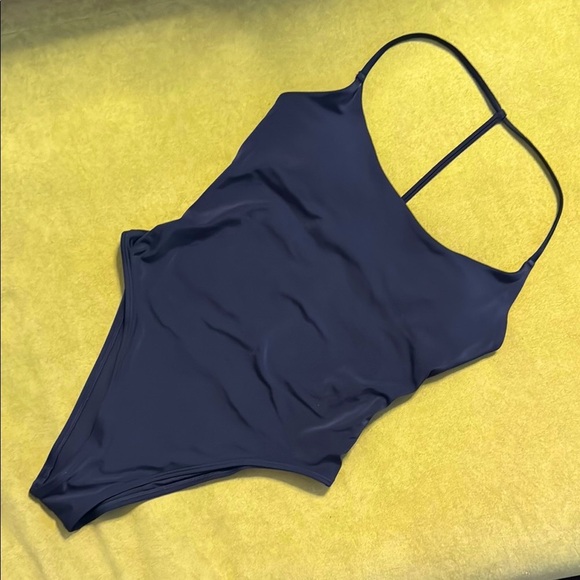 aerie Other - Aerie Swim One Piece High Cut Double Strap Racerback in Black Size Medium 72